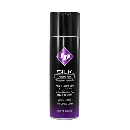 Flacone da 65 ml di ID SILK Natural Feel Silicone/Acqua, con etichetta chiara e design elegante.