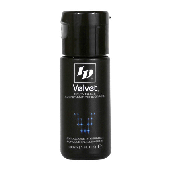 Lubrificante personale ID VELVET Premium Body Glide in flacone da 30 ml, setoso e idratante per il comfort intimo.