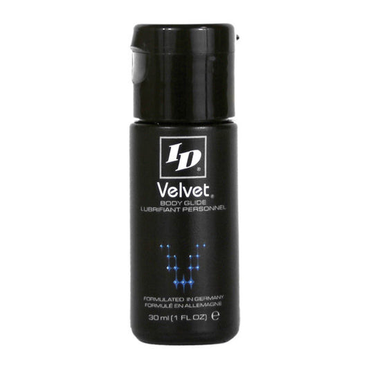 Lubrificante personale ID VELVET Premium Body Glide in flacone da 30 ml, setoso e idratante per il comfort intimo.