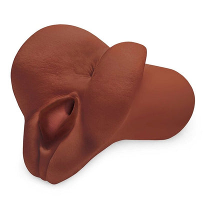 Mascherina doppio masturbatore PDX PLUS+ marrone, dettagli realistici e texture morbida, pensata per piacere e comfort.