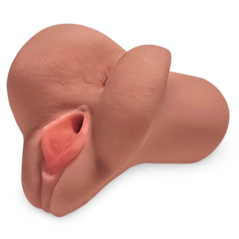 Masuratore doppio PDX PLUS, design realistico con due aperture, in silicone beige, ideale per stimolazione e piacere personale