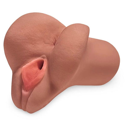 Masuratore doppio PDX PLUS, design realistico con due aperture, in silicone beige, ideale per stimolazione e piacere personale