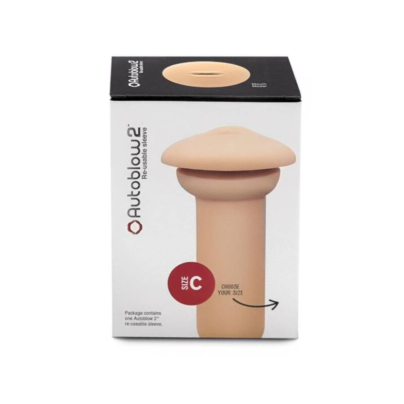 Manicotto AUTOBLOW con bocca taglia C per stimolazione orale, mostrato in dettaglio in questa immagine.