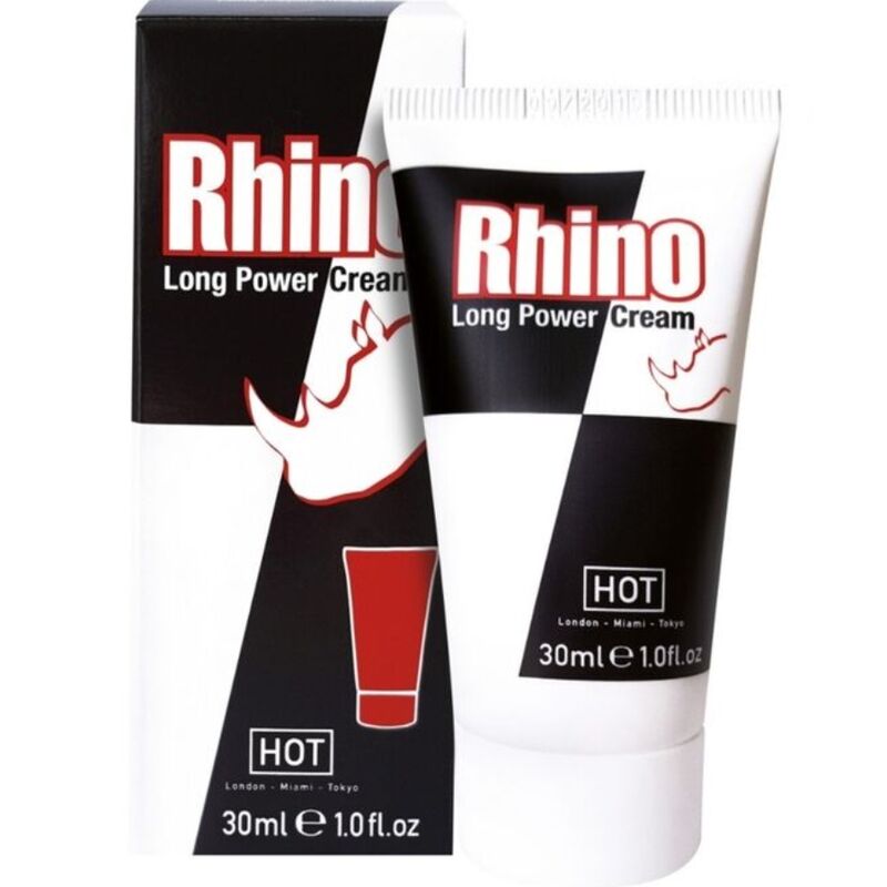 Crema caldo Rhino Long Power HOT in tubetto da 30ml, con formula energizzante e idratante per la pelle.