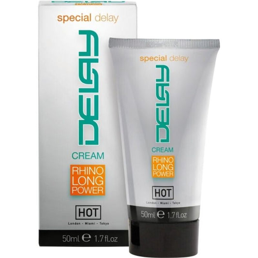 Crema ritardo HOT Caldo da 50ml con confezione elegante, ideale per trattamenti di bellezza e cura della pelle.