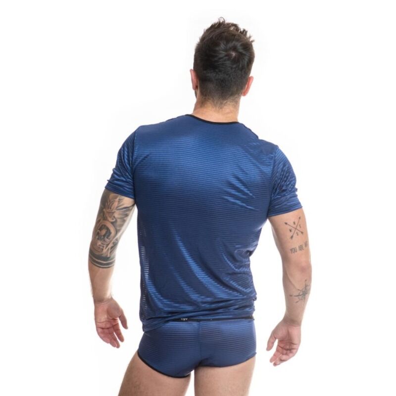 T-shirt da uomo ANAIS MEN NAVAL in cotone, colore blu scuro, con stampa frontale e vestibilità regolare.