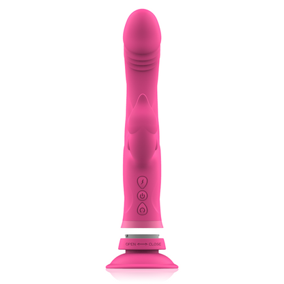 Vibratore Julio Rabbit in silicone rosa di INTENSE FUN, design ergonomico e superficie liscia per piacere.
