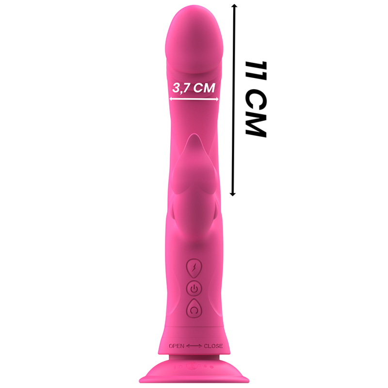 Vibratore Julio Rabbit in silicone rosa di INTENSE FUN, con forma ergonomica e dettagli realistici.