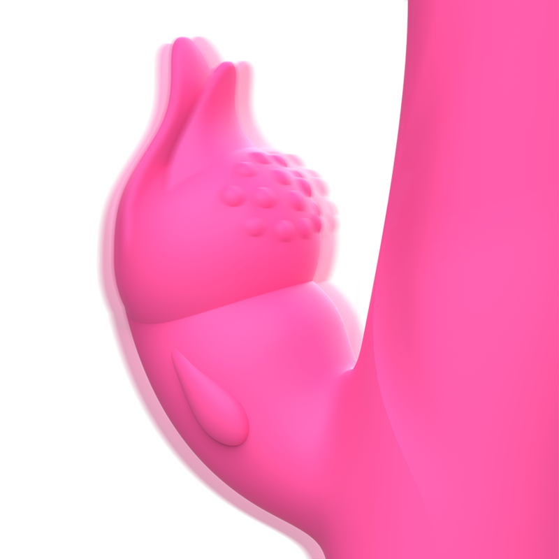 Vibratore Julio Rabbit in silicone rosa di INTENSE FUN, con design ergonomico e dettagli realistici per piacere sensuale