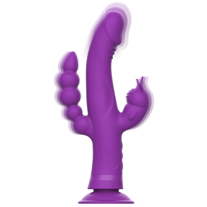 Vibratore in silicone Intense Casanova Rabbit con triplo motore, colore viola, design ergonomico e dettagli realistici.