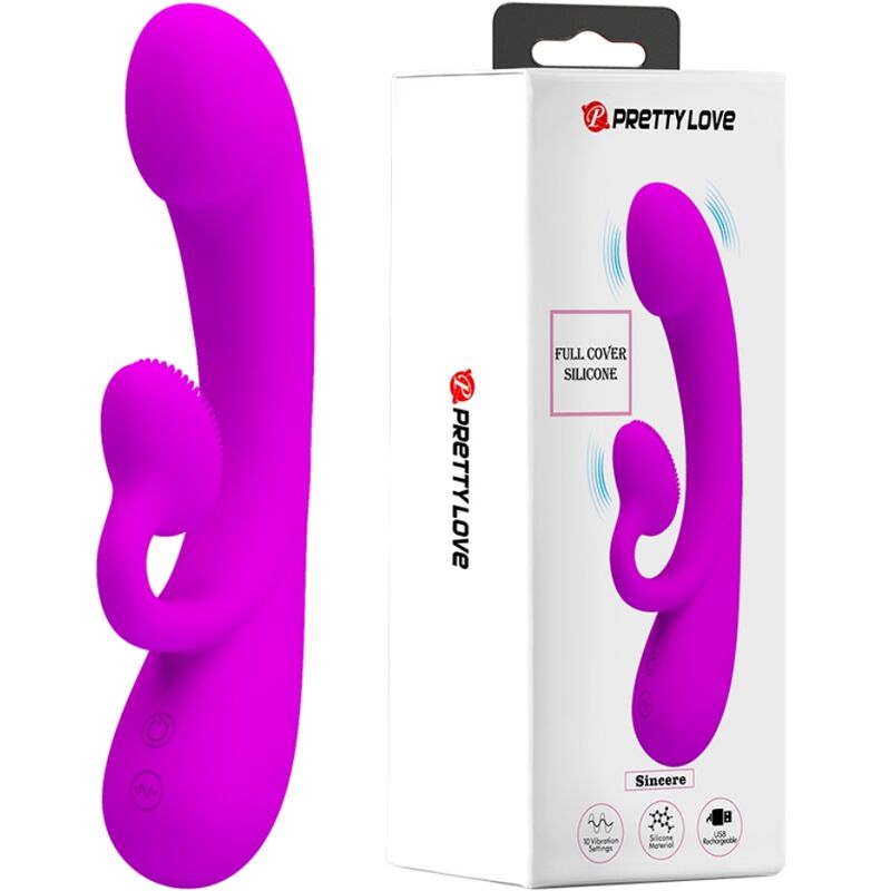 PRETTY LOVE - SINCERO VIBRATORE CLITORIDEO IN SILICONE E SUCCHIATORE VIOLA