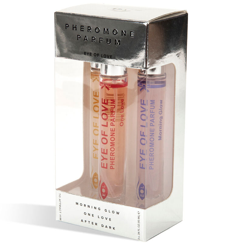 Set di 3 profumi EYE OF LOVE EOL PHR PARFUM 10 ml Morning Glow, One Love, After Dark, confezione con tre fragranze naturali