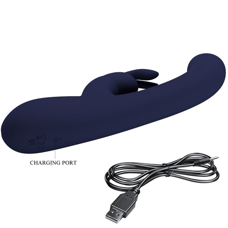 Vibratore rabbit Pretty Love Lamar con punto G, colore blu, design ergonomico e dettagli realistici, marchio Pretty Love LED.