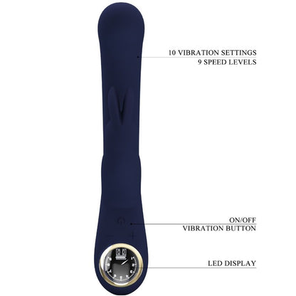 Vibratore rabbit PRETTY LOVE Lamar blu con stimolazione G-spot e orecchie vibranti, design elegante e funzionale.