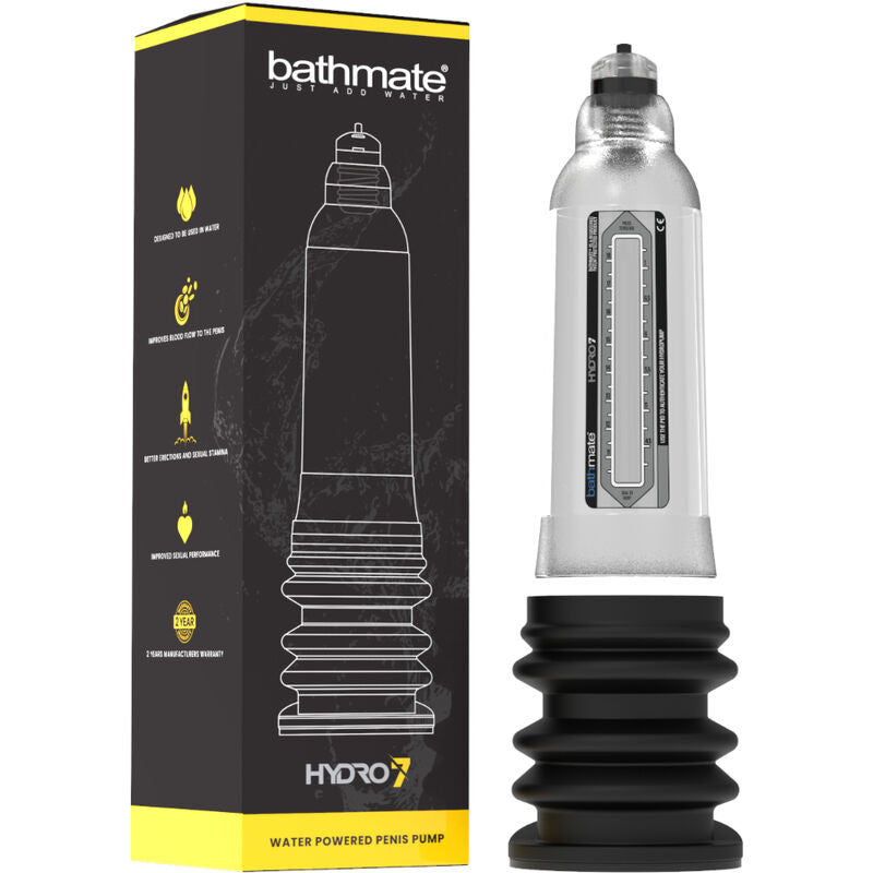 Tubo idraulico trasparente BATHMATE HYDRO 7 HERCULES con raccordi in plastica visibili in questa immagine.