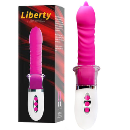Vibratore Liberty ARMONY VIBRATORS con spinta e lingua, design ergonomico per piacere e stimolazione intensa.