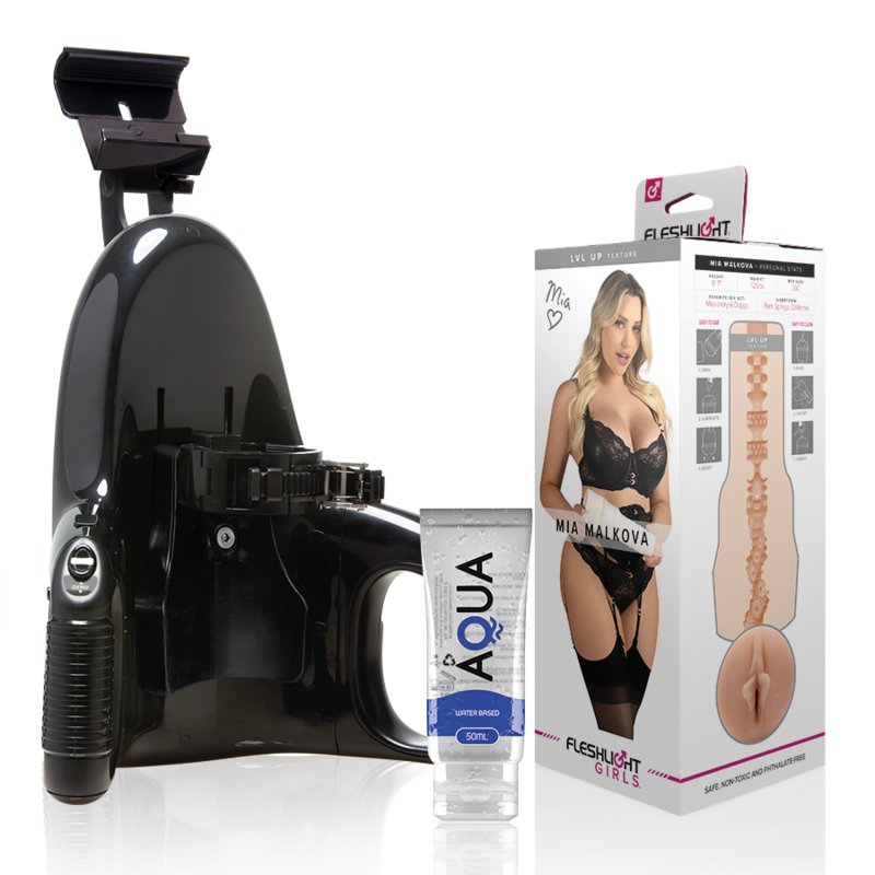 Fleshlight Mia Malkova vagina LVL UP con lancio universale e lubrificante Aqua 50 ml, prodotto per adulti di Fleshlight Girls
