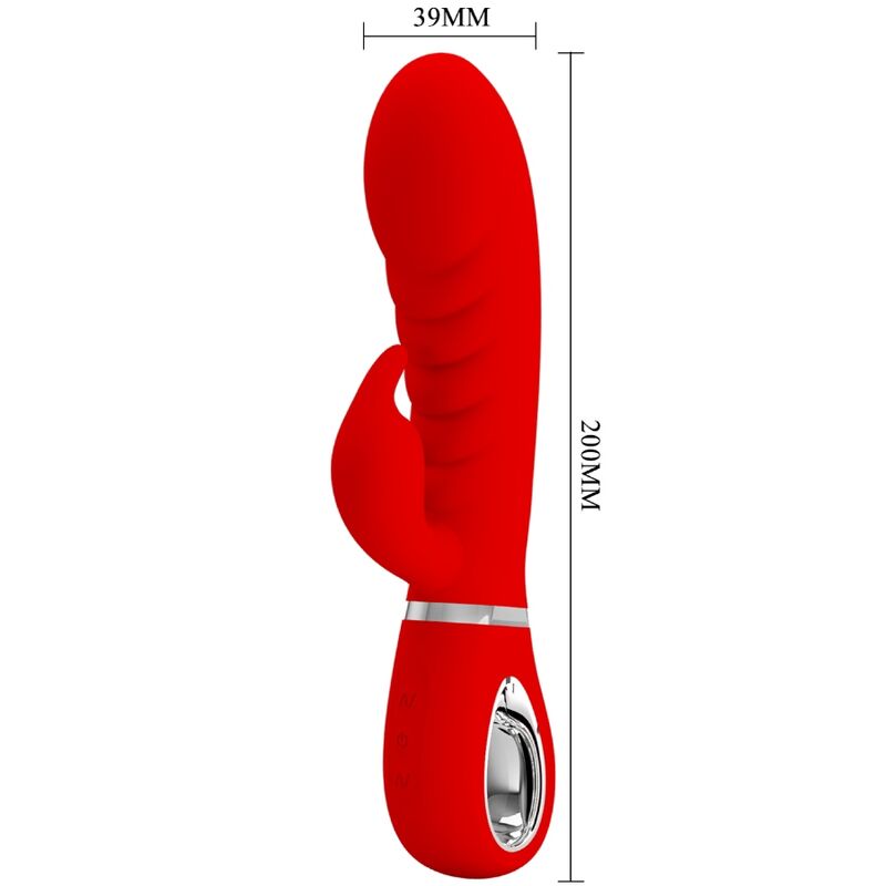 Vibratore multifunzione G-spot Pretty Love Prescott rosso, design elegante e dettagliato, con superficie liscia e testina ergonomica.