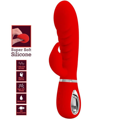 Vibratore multifunzione G-spot Pretty Love Prescott rosso con design ergonomico e superficie liscia, marca Pretty Love Flirtation.
