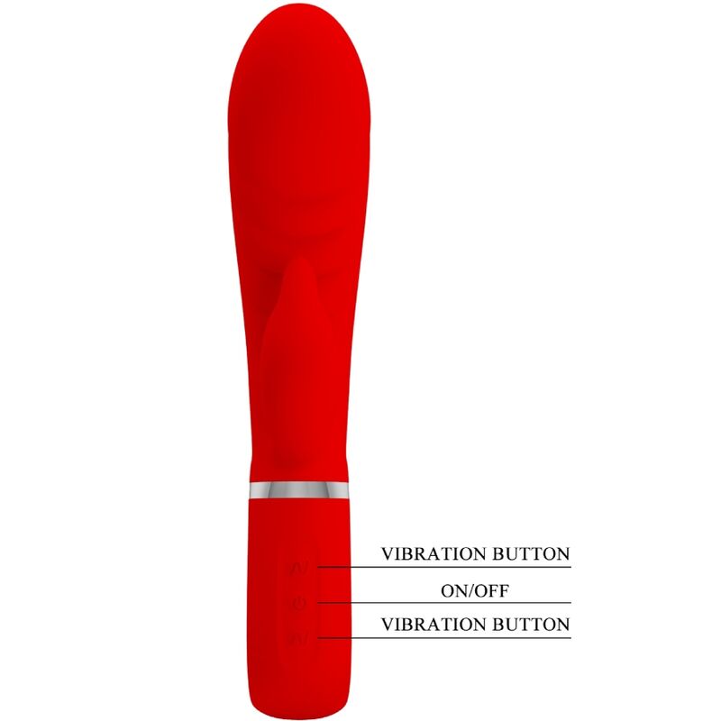 Vibratore multifunzione G-Spot Pretty Love Prescott rosso con design ergonomico e dettagli in silicone, marca Pretty Love Flirtation