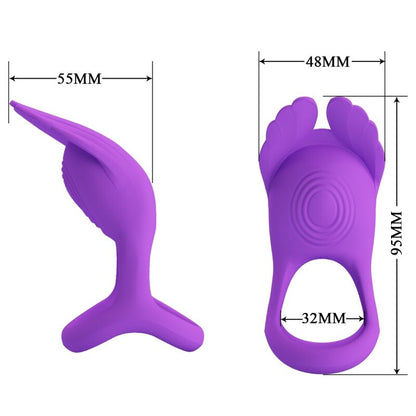 PRETTY LOVE - SILAS ANELLO PER PENE VIBRANTE 7 VIBRAZIONI IN SILICONE VIOLA