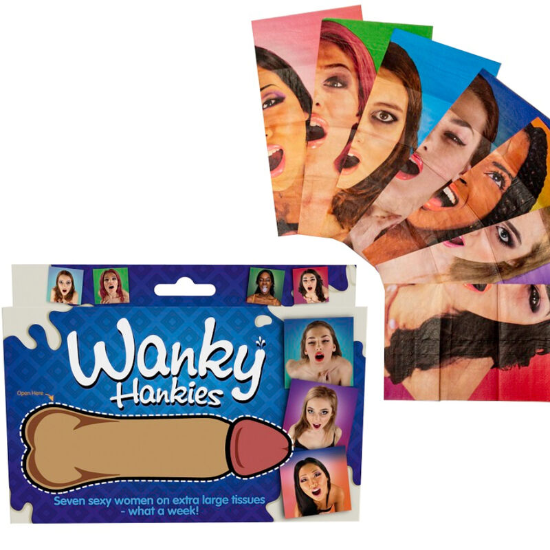 Fazzoletti da donna Spencer & Fleetwood Wanky Hankies, set di 7 fazzoletti extra large con disegni colorati.