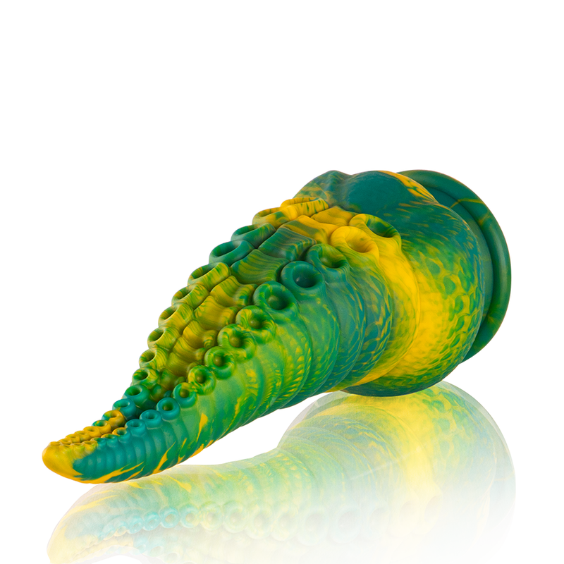 Dildo tentacolo verde Cetus di grandi dimensioni del marchio EPIC, dettagli visibili nella immagine