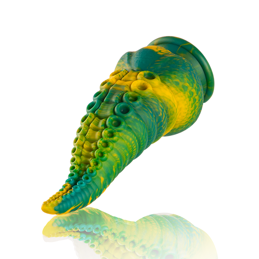 Dildo tentacolo verde di grandi dimensioni del brand EPIC, dettagli realistici e superficie morbida.