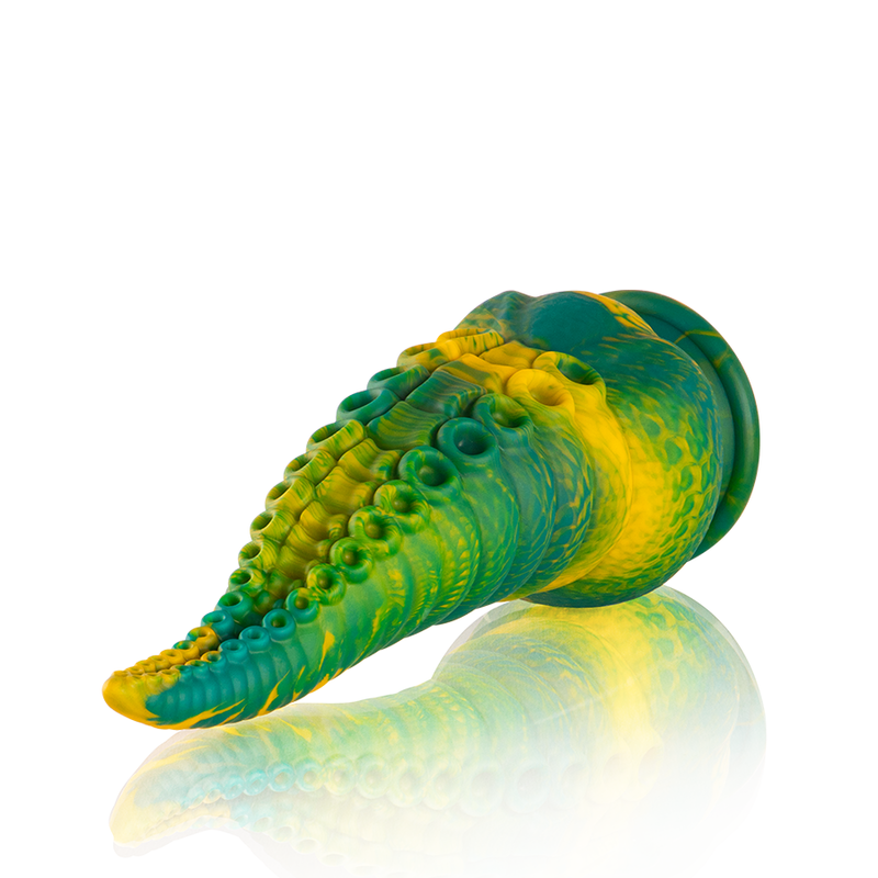 Dildo tentacolo verde Epic Cetus di piccola misura, dettagli realistici, texture morbida e design innovativo, immagine frontale