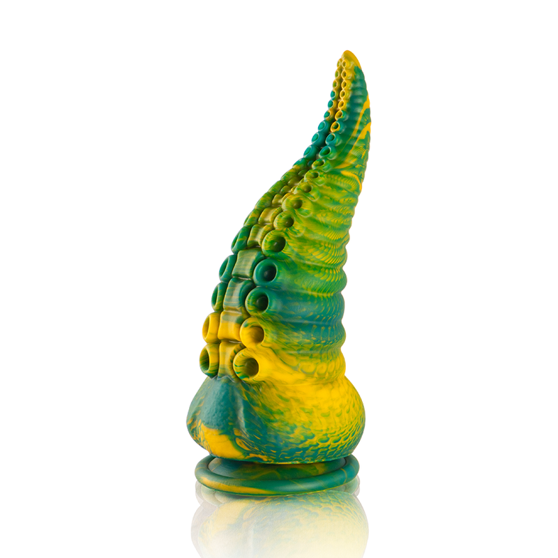Dildo tentacolo verde EPIC, modello CETUS di piccola taglia, con dettagli realistici e texture morbida, visibile nell'immagine.