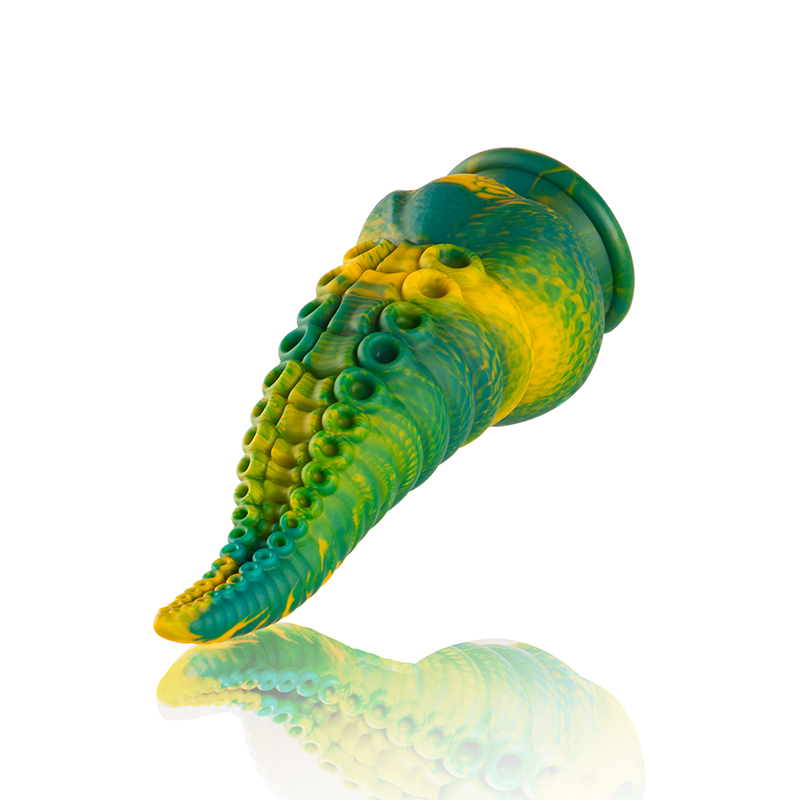 Dildo tentacolo verde EPIC CETUS di piccola misura, dettagli realistici e texture tentacolare, ideale per stimolazione.