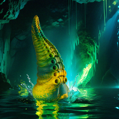 Dildo tentacolo verde EPIC Cetus di grandi dimensioni, dettaglio realistico, con texture tentacolare e forma allungata.