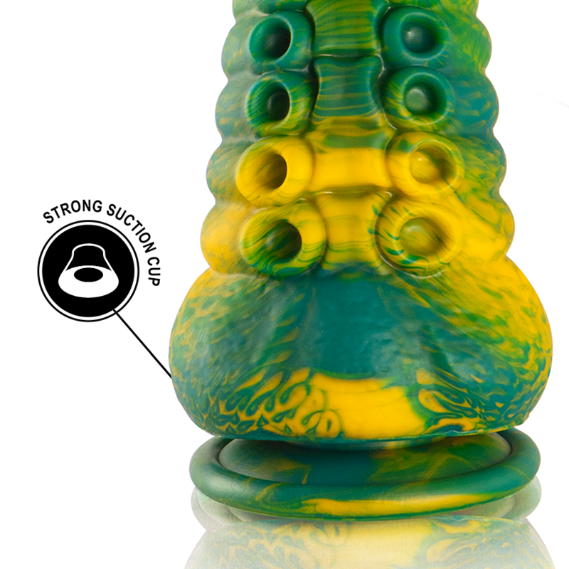 Dildo tentacolo verde EPIC CETUS di taglia piccola, dettagli realistici e texture tentacolare, in silicone morbido e sicuro.