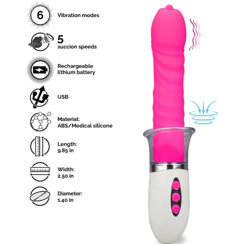 Vibratore Liberty e spinta ARMONY VIBRATORS con lingua, design compatto e dettagli curati, in colori vivaci.