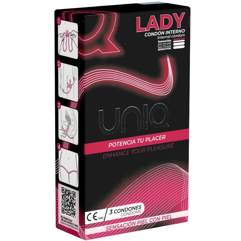 UNIQ - LADY CONDOM LATEX-FREE FEMALE CONDOM WITH LEGENDARY STRAP 3 UNITS