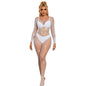 SUBBLIME - 952396 BODYSTOCKING A RETE CON STRASS MANICA LUNGA BIANCO TAGLIA UNICA