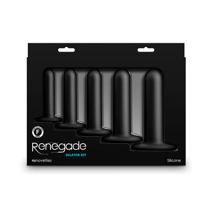 Kit dilatatore nero NS Novelties Renegade con accessori per la stimolazione e il piacere personale, visibile nell'immagine.