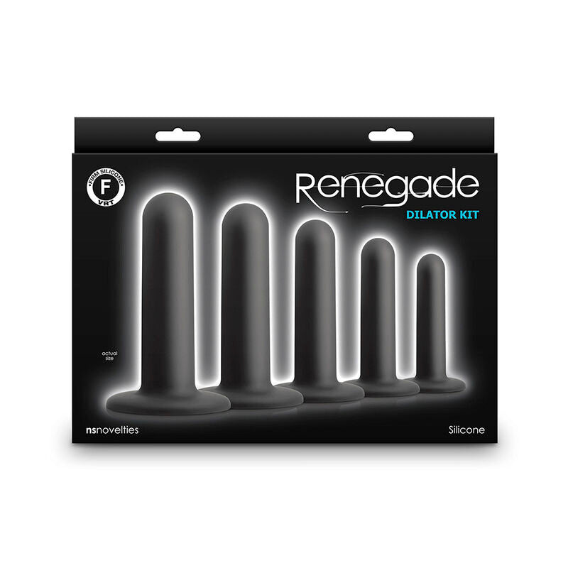 Kit rigenerante NS Novelties Renegade in nero con strumenti di dilatatore, visibile con dettagli e parti del prodotto.