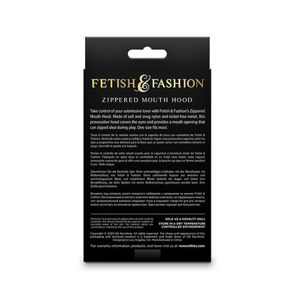 NS NOVELTIES - FETISH & FASHION CAPPUCCIO BOCCA CHIUSA CON CERNIERA NYLON NERO