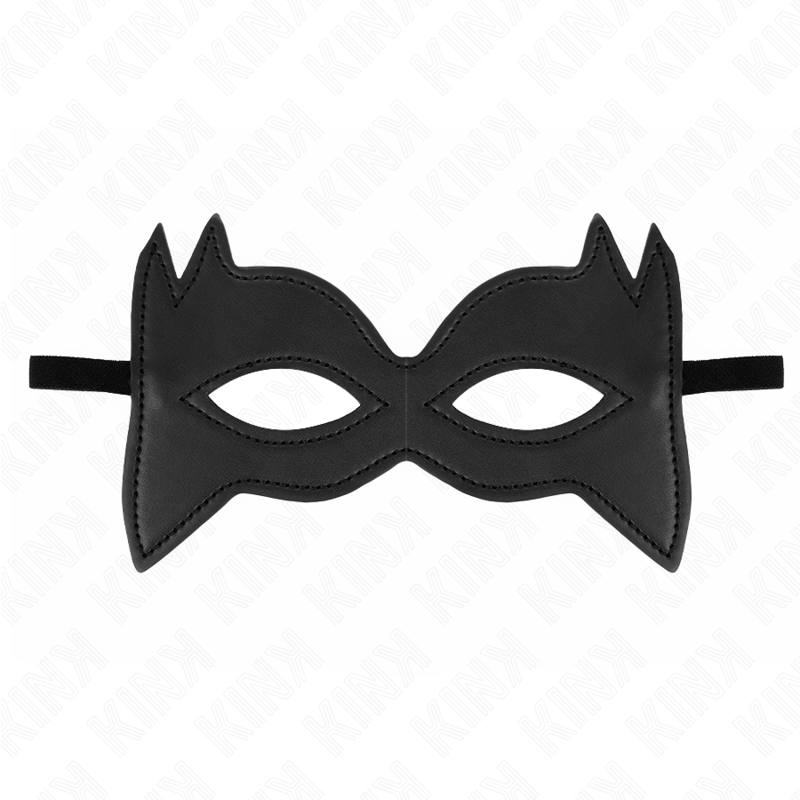 Maschera per gatti modello 3 di KINK MASKED ALLURE, misura 18,5 x 12,5 cm, in tessuto nero con dettagli decorativi.