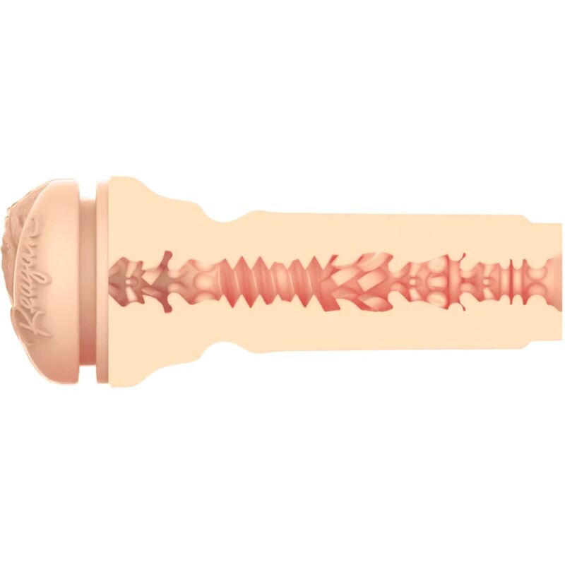 Stroker Sentire Reagan Foxx della collezione Kiiroo Stars, dettaglio di dispositivo in morbido materiale con pulsanti di controllo.
