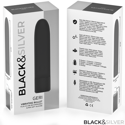 BLACK & SILVER - GERI USB RICARICABILE VIBRANTE BULLET 8 VIBRAZIONI NERO 10 X 2,2 CM