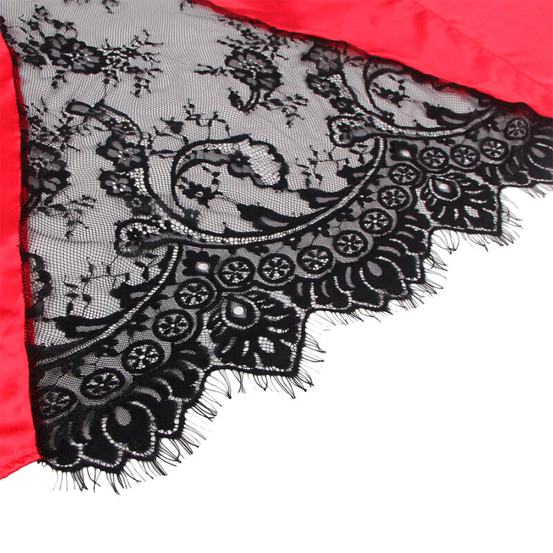 SUBBLIME - 954024 CANOTTIERA CON SCHIENA TRASPARENTE IN PIZZO + PERIZOMA ROSSO/NERO L/XL