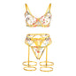 SUBBLIME - 954352 REGGISENO + PERIZOMA + CINTURA CON FIORI GIALLO L/XL