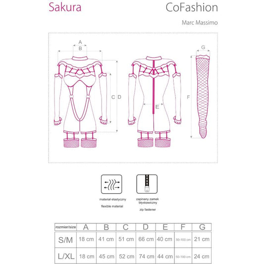 LIVCO CORSETTI FASHION - SAKURA CF 90357 TUTA + GUANTI LUNGHI + CINTURA REGGICALZE NERO S/M