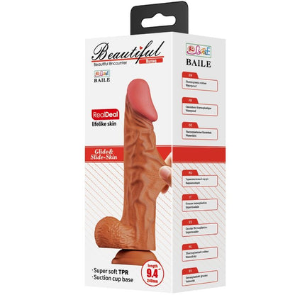 Dildo realistico BAILE Buraq da 24 cm colore carne, dettagli realistici e texture naturale, ideale per piacere personale.