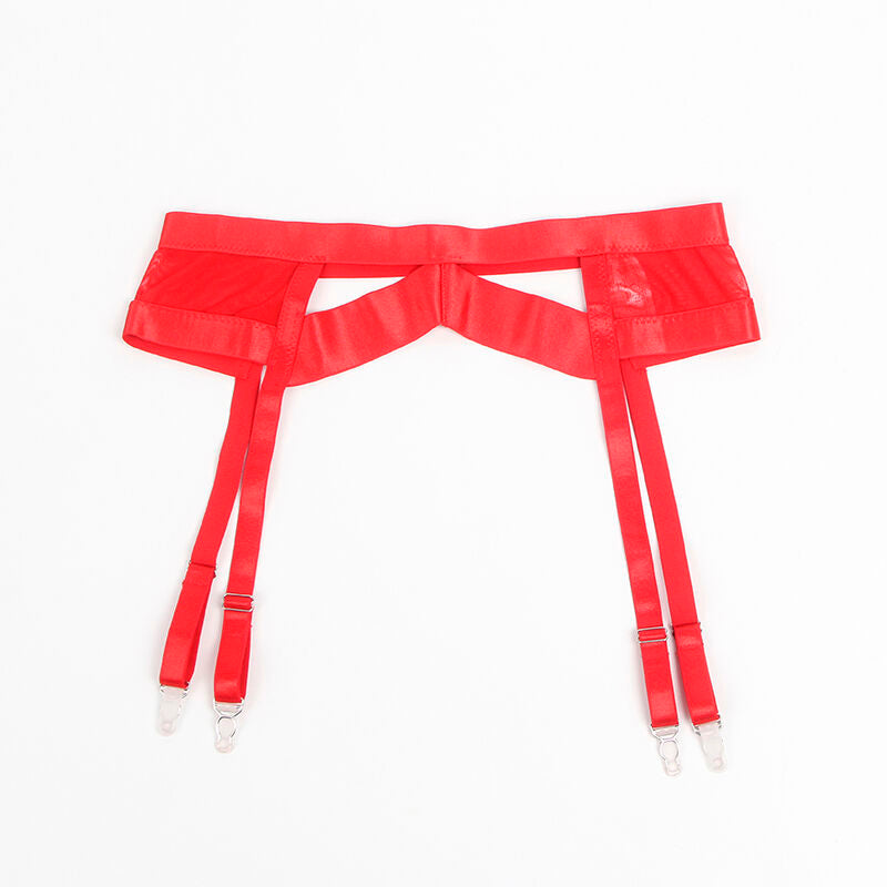 SUBBLIME - 955267 REGGISENO BONDAGE ROSSO CON GIARRETTIERA L/XL