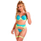 SUBBLIME - 955311 COMPLETO REGGISENO CON PIZZO E LINEE GIARRETRICI VERDE E BLU S/M