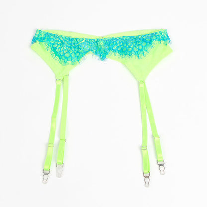 SUBBLIME - 955328 COMPLETO REGGISENO CON PIZZO E LINEE GIARRETRICI VERDE E BLU L/XL