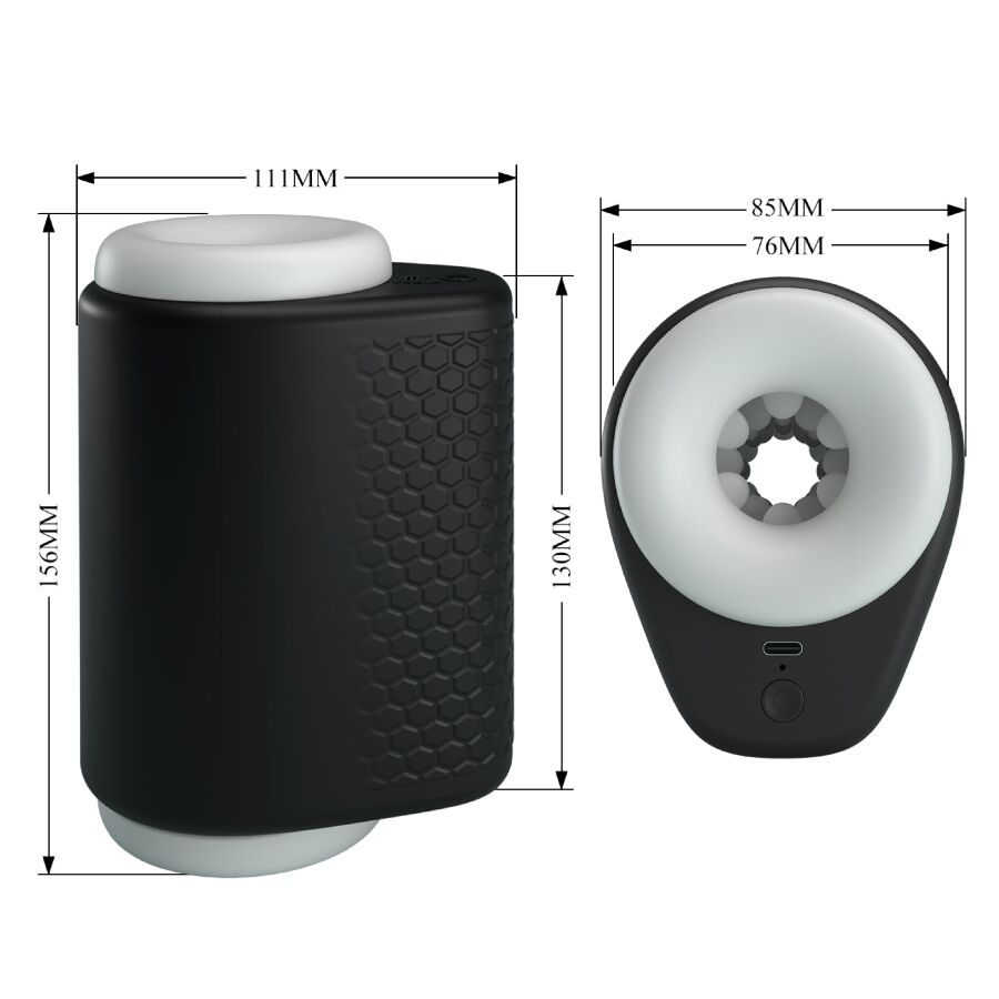 Masturbatore maschile PRETTY LOVE DJ GIRL con vibrazione e 5 impostazioni, colore nero, dettagli realistici.